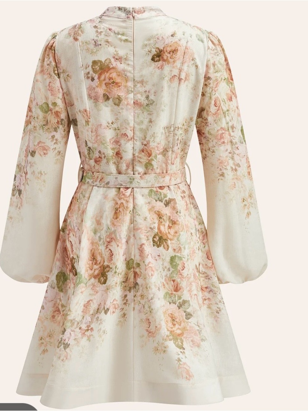 Zimmermann Cream Floral Mini Dress with Pink & Green Accents - Picture 3 of 10